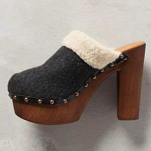 Anthropologie Clogs 40 MISS ALBRIGHT Wool TERRESTRIAL Shearling Platform 10 NIB